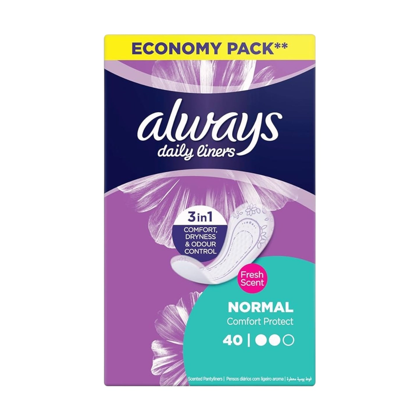 Always Fresh & فوط نسائية يومية
Protect Normal Pantyliner 40 Pads