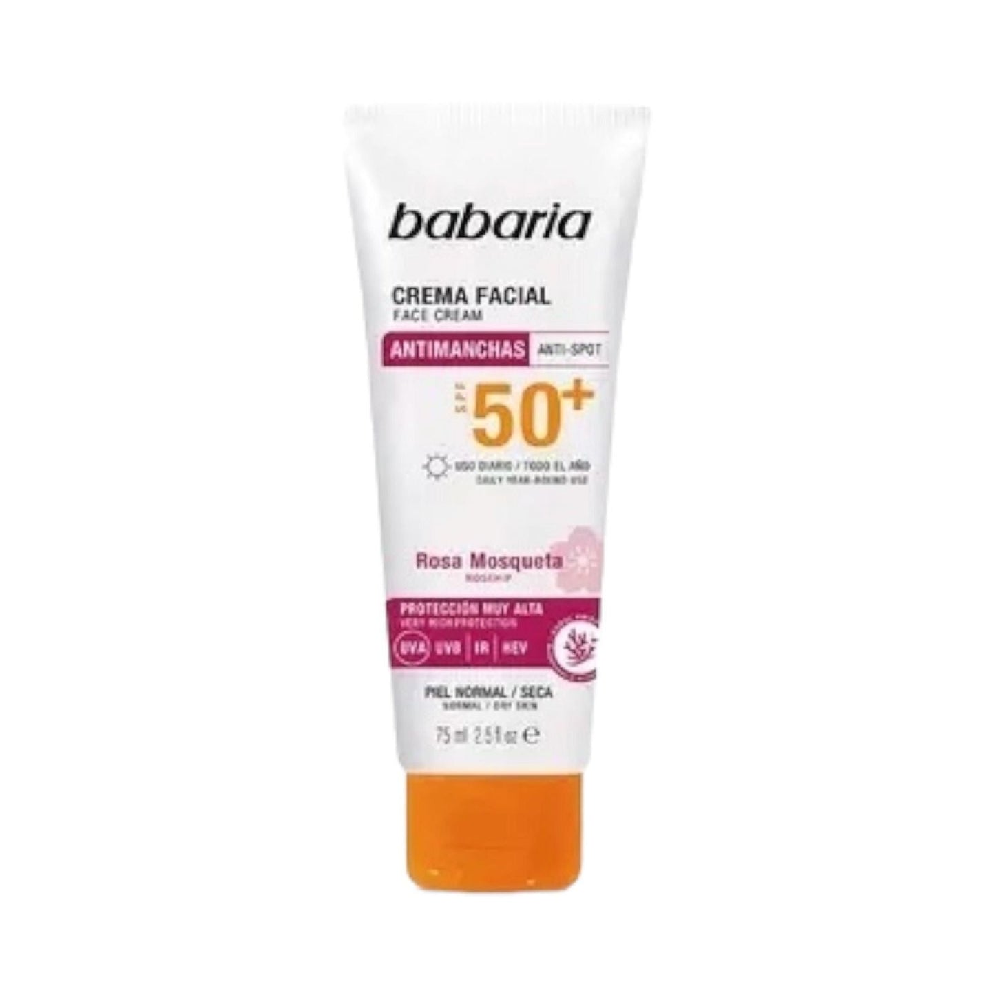 Babaria Rosehip Facial Sun Cream Spf 50+ Anti-spot 75ml - MELIA PHARMACY - MELIA PHARMACY