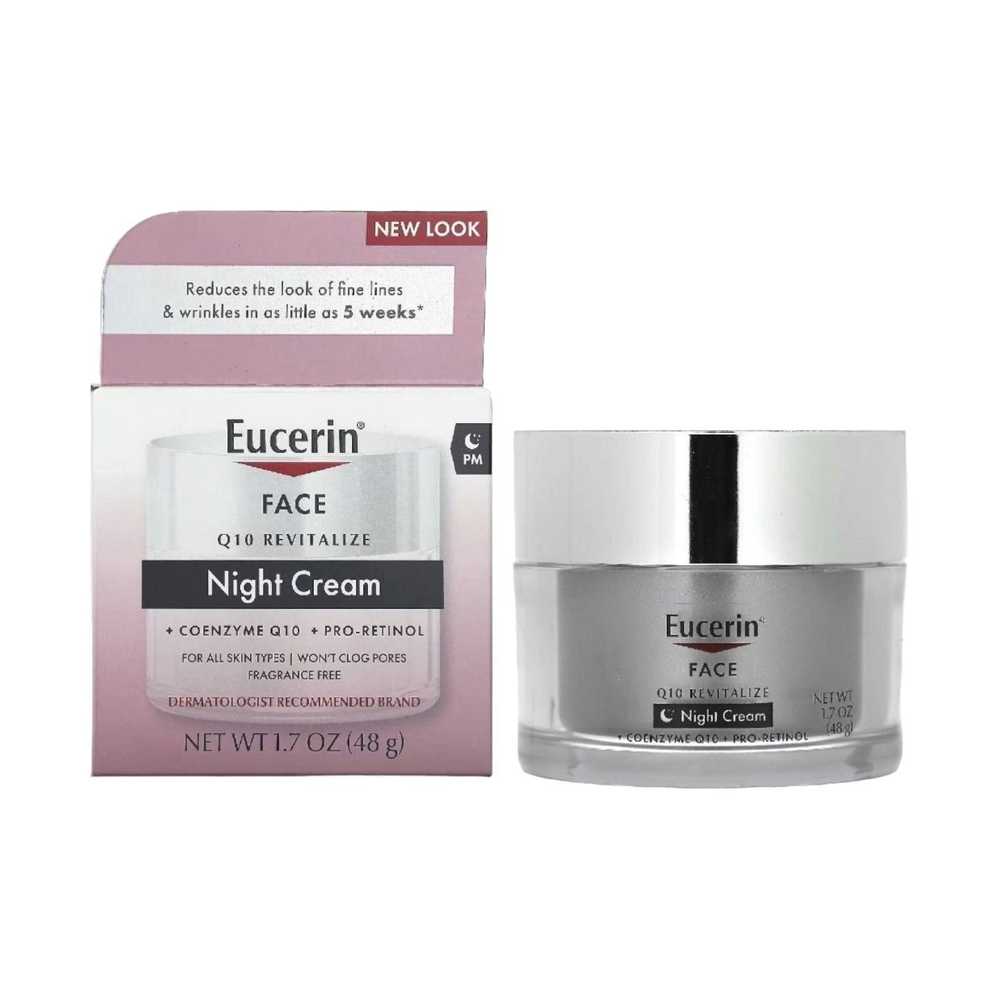 Eucerin, Face, Q10 Revitalize, Night Cream, Fragrance Free, 1.7 fl oz (48 g) - MELIA PHARMACY - MELIA PHARMACY