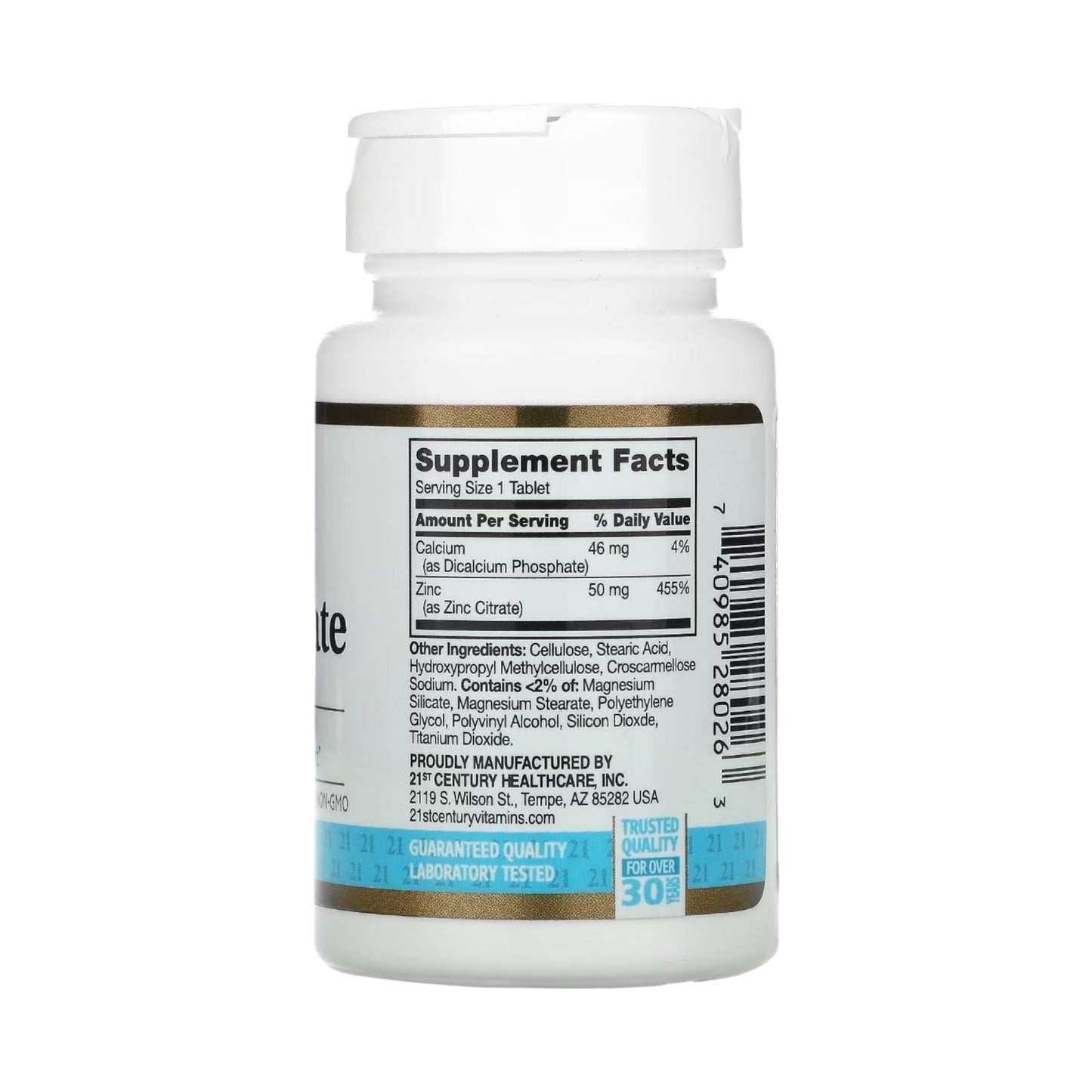 21st Century Zinc Citrate, 50 mg, 60 Tablets