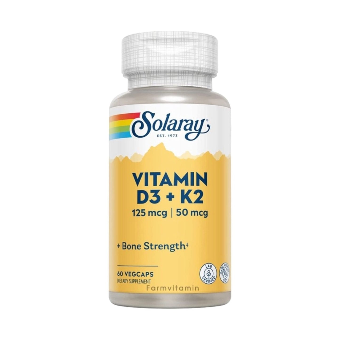 Solaray, Vitamin D3 + K2, 60 VegCaps - MELIA PHARMACY - MELIA PHARMACY