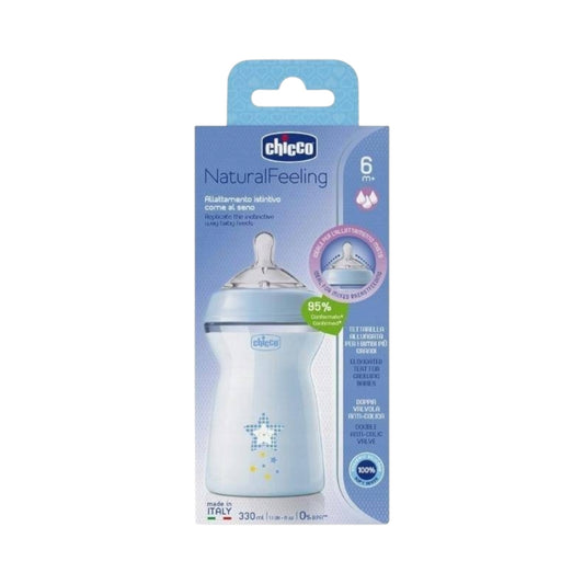 Chicco Natural Feeling Feeding Bottle 6m+ 330ml Blue