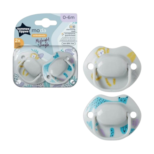 Tommee Tippee Moda Midnight Jungle Soother Pack Of 2 (0-6M
