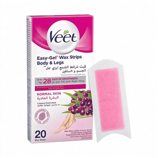Veet Legs & Body شرائح ازالة الشمع
Wax Strips For Normal Skin 20 Pcs