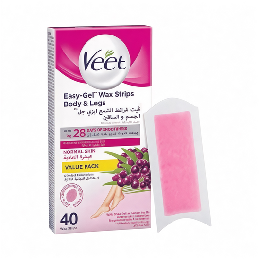 Veet Legs & Body شرائح ازالة الشمع
Wax Strips For Normal Skin 40 Pcs