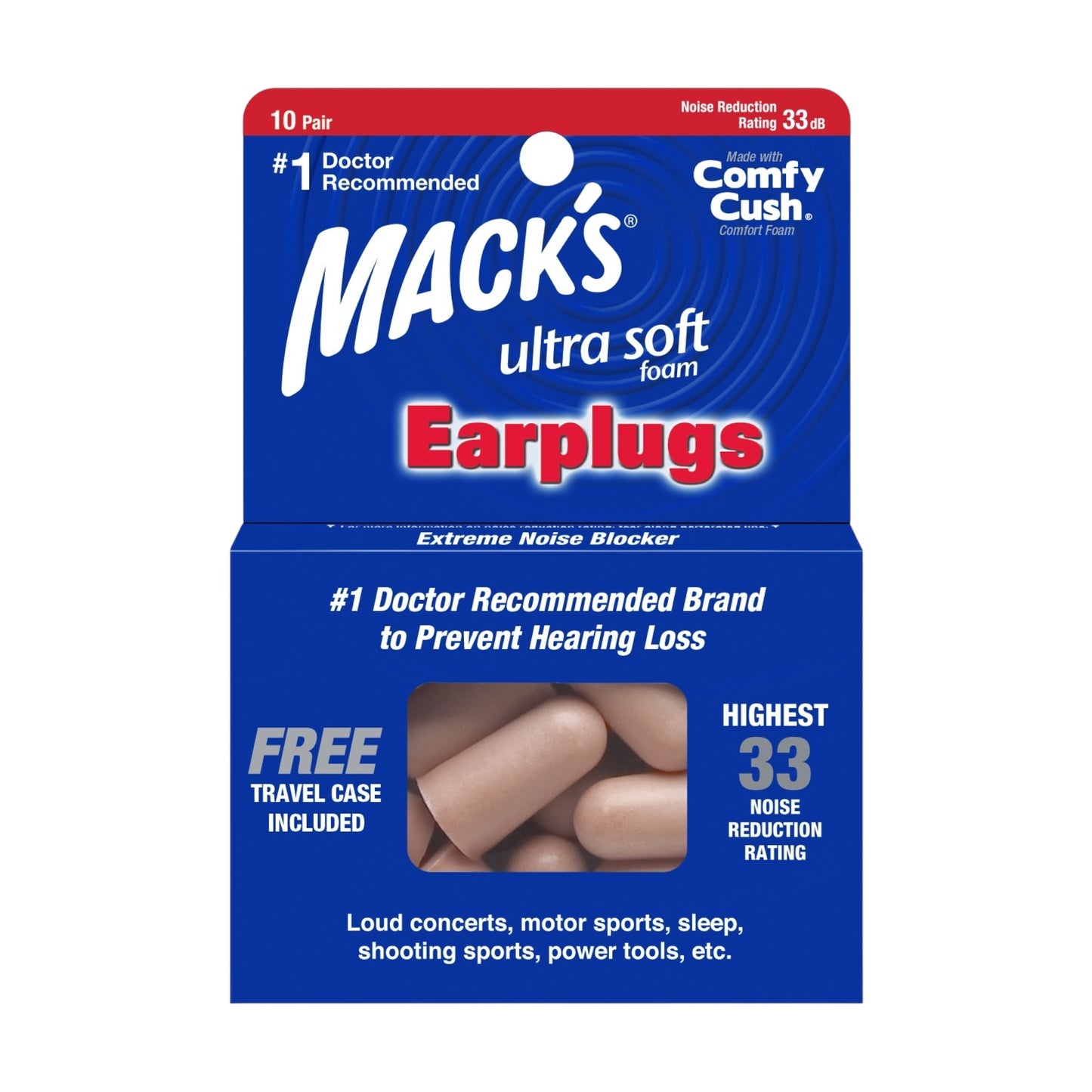 Mack’s Soft Foam Earplugs 10 Pairs