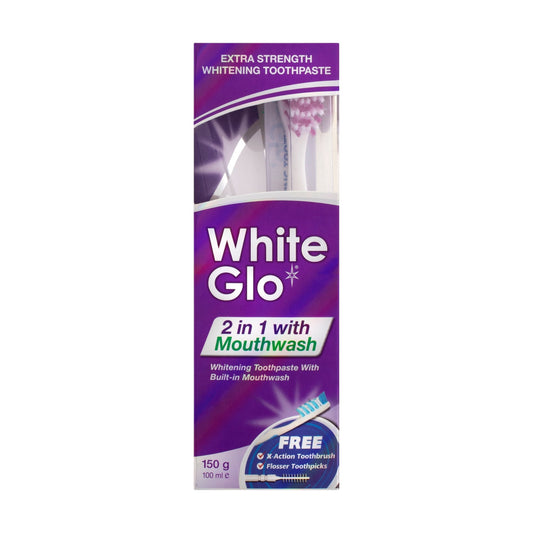 White Glo 2 in 1 Toothpaste with Mouthwash 150g