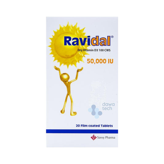 Ravidal Vitamin D3 50,000 فيتامين دال
IU 20 Tablets
