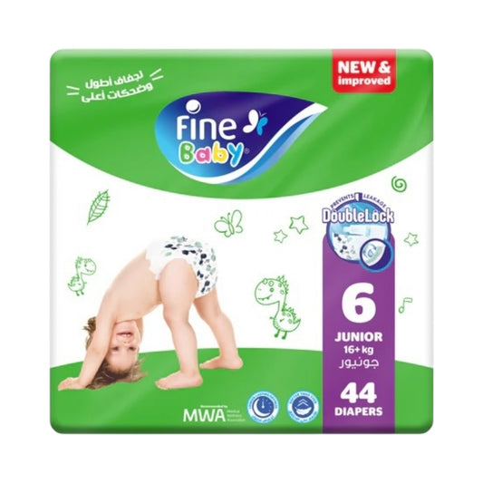 Fine Baby (Size 6, 16+ Kg, 44 Double Lock Mega Pack Junior Diapers)