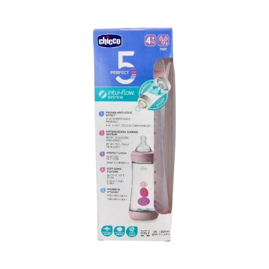 Chicco Feeding Baby Bottle Silicone Teat Perfect 5 4m+ Fast Flow 300ml