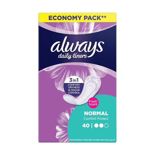 Always Fresh & فوط نسائية يومية
Protect Normal Pantyliner 40 Pads
