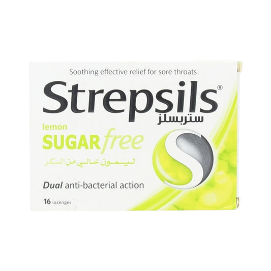 Strepsils Lemon Sugar Free Sore Throat Lozenges 16 Lozenges