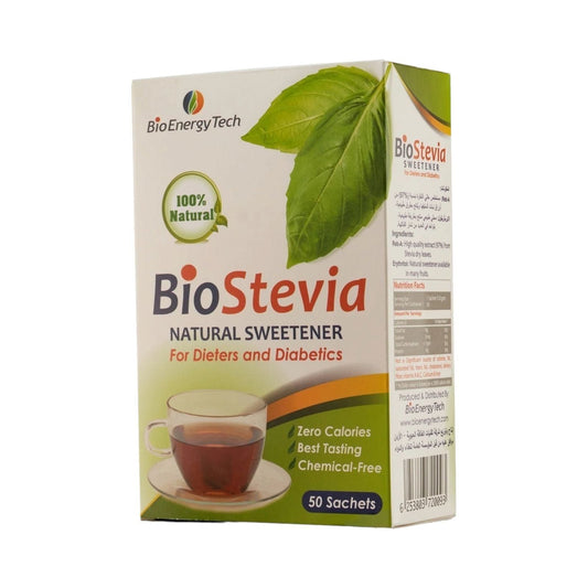 Bio Energy Tech Bio Stevia sweetener 50 Sachets - MELIA PHARMACY - MELIA PHARMACY