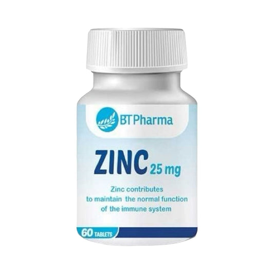 Bt Pharma Zinc 25Mg 60 Tab - MELIA PHARMACY - MELIA PHARMACY