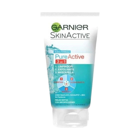 Garnier Pure Active 3-in-1 Face Wash, Scrub & Mask For Deep Pore Cleansing 150ml - MELIA PHARMACY - MELIA PHARMACY