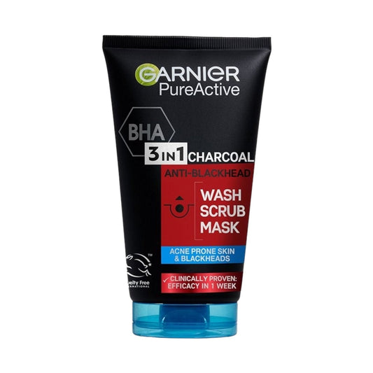 Garnier Pure Active Intensive 3 In 1 Charcoal Blackhead Mask Wash Scrub 150ml - MELIA PHARMACY - MELIA PHARMACY