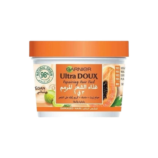 Garnier Ultra Doux Repairing Hair Food 3 In 1 With Papaya & Amla 390ml - MELIA PHARMACY - MELIA PHARMACY