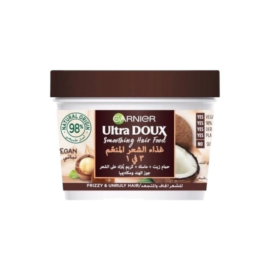 Garnier Ultra Doux Smoothing Hair Food 3 In 1 With Coconut & Macadamia 390ml - MELIA PHARMACY - MELIA PHARMACY