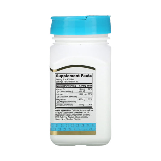 21st Century, Calcium Magnesium Zinc + D3, 90 Tablets