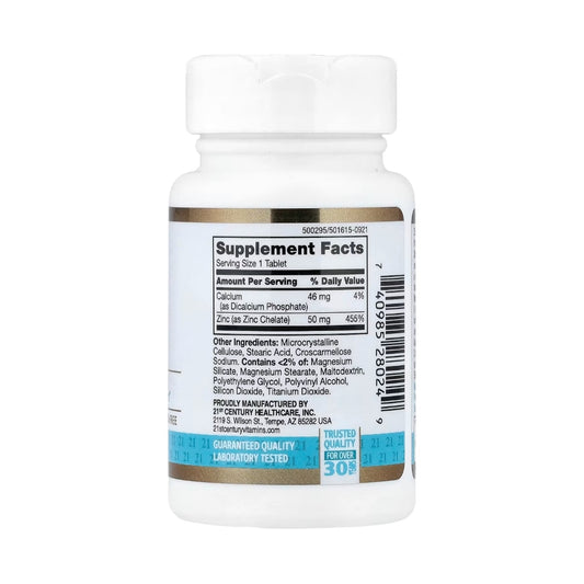 21st Century, Chelated Zinc, 50 mg, 60 Tablets