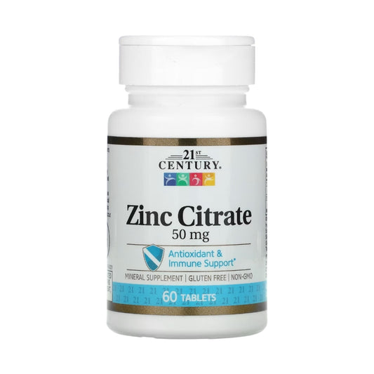 21st Century Zinc Citrate, 50 mg, 60 Tablets