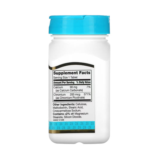 21st Century Chromium Picolinate, 200 mcg, 100 Tablets